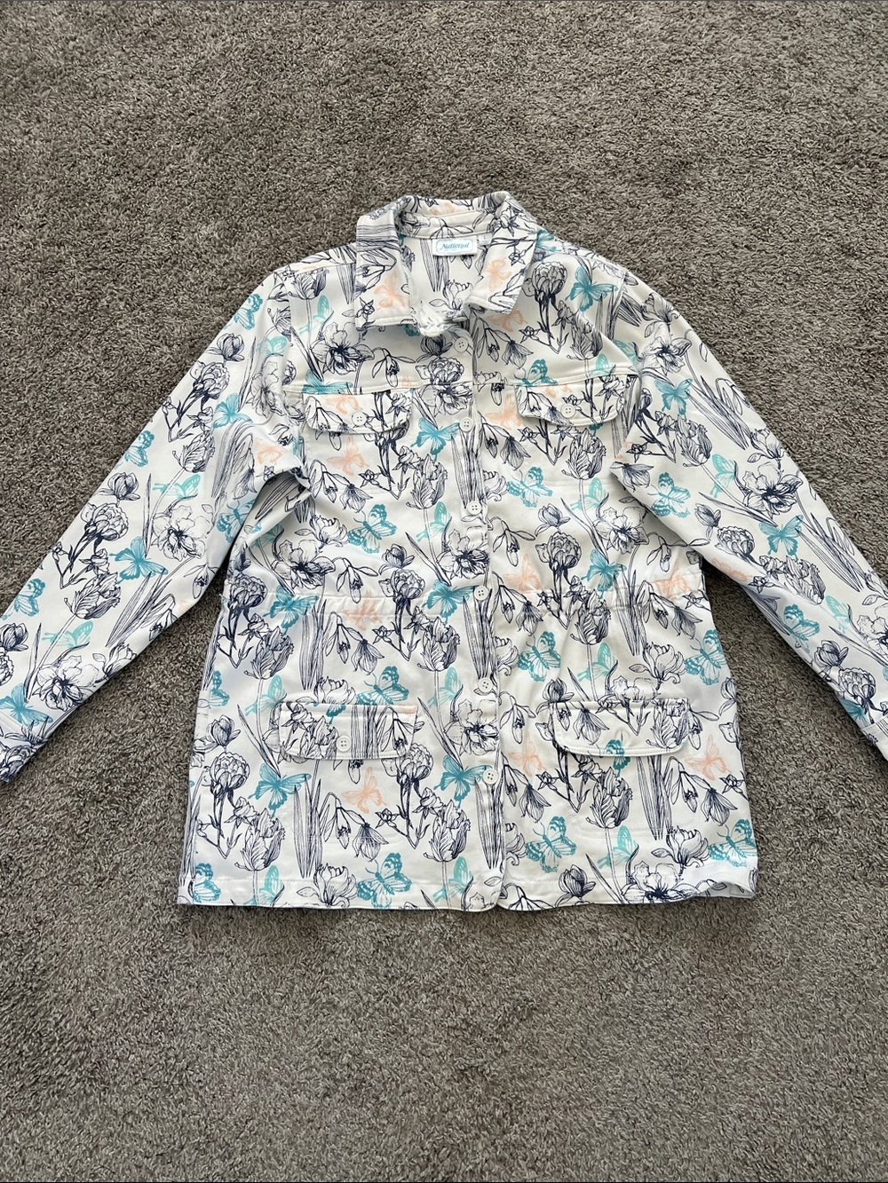 National Since 1952 Womens Floral & Butterfly Denim Style Jacket - Size L 22206